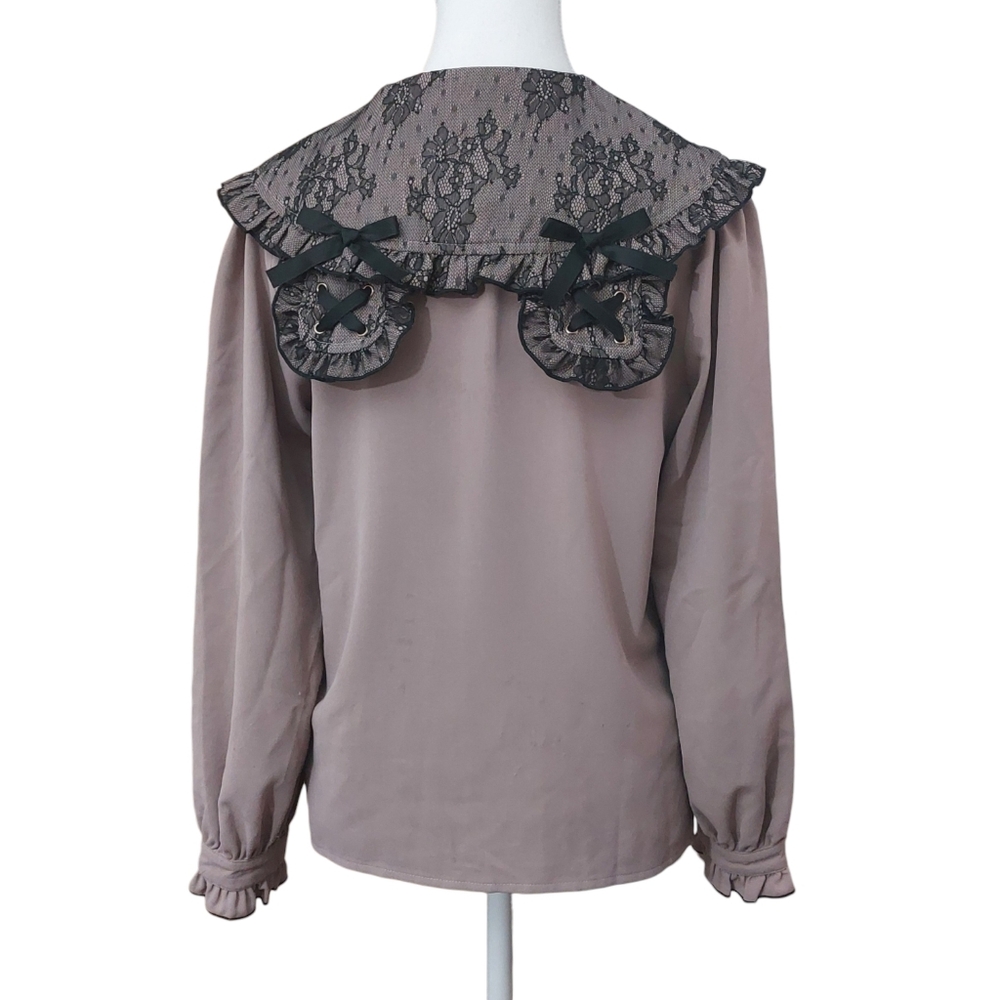 Rojita Lace-up Bear Ear Blouse (Pink)